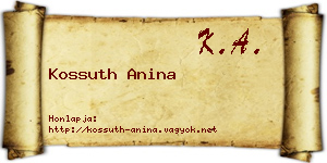 Kossuth Anina névjegykártya